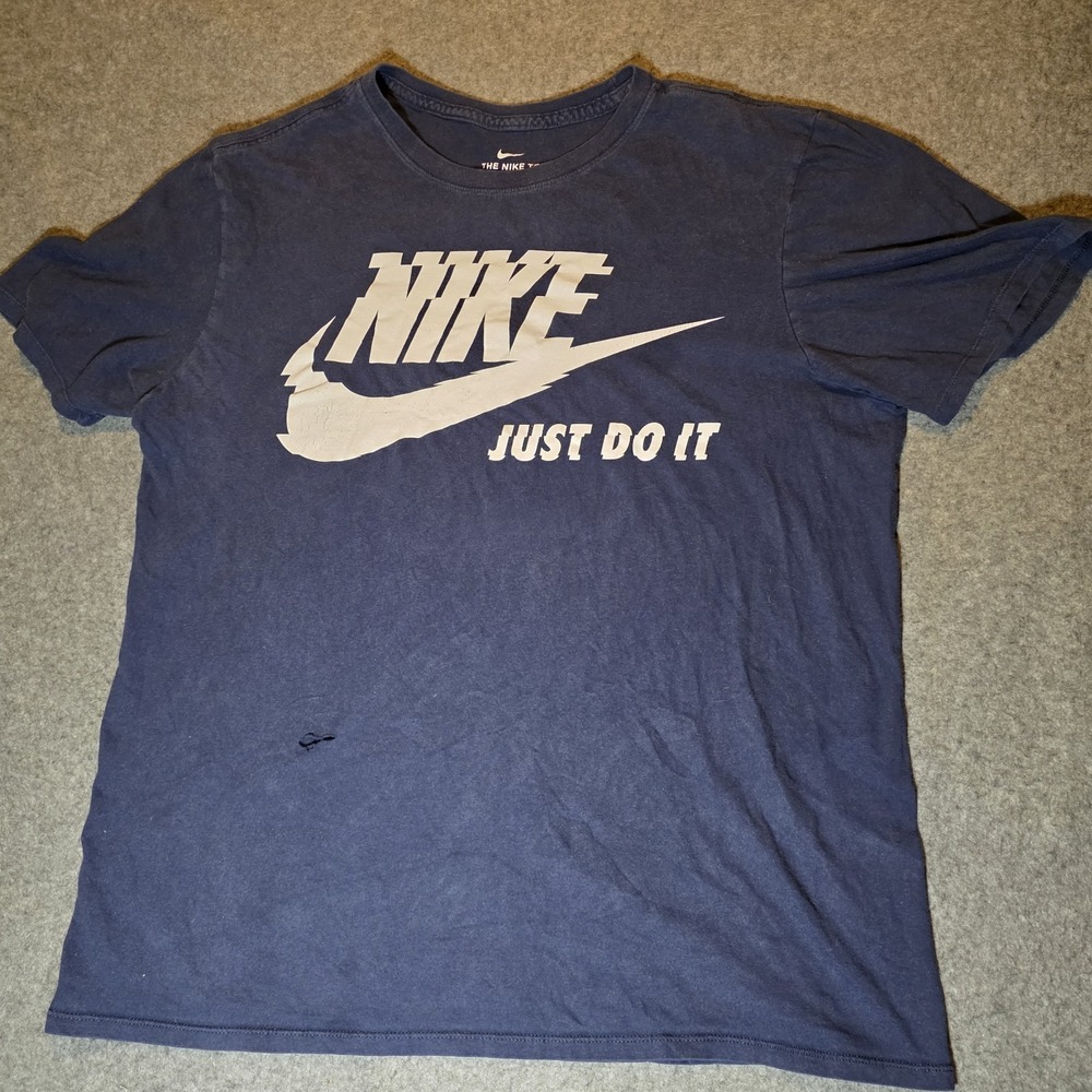 Nike The Nike Tee Navy Blue Men's L Athletic Crew Neck Short Sleeve Logo T-Shirt